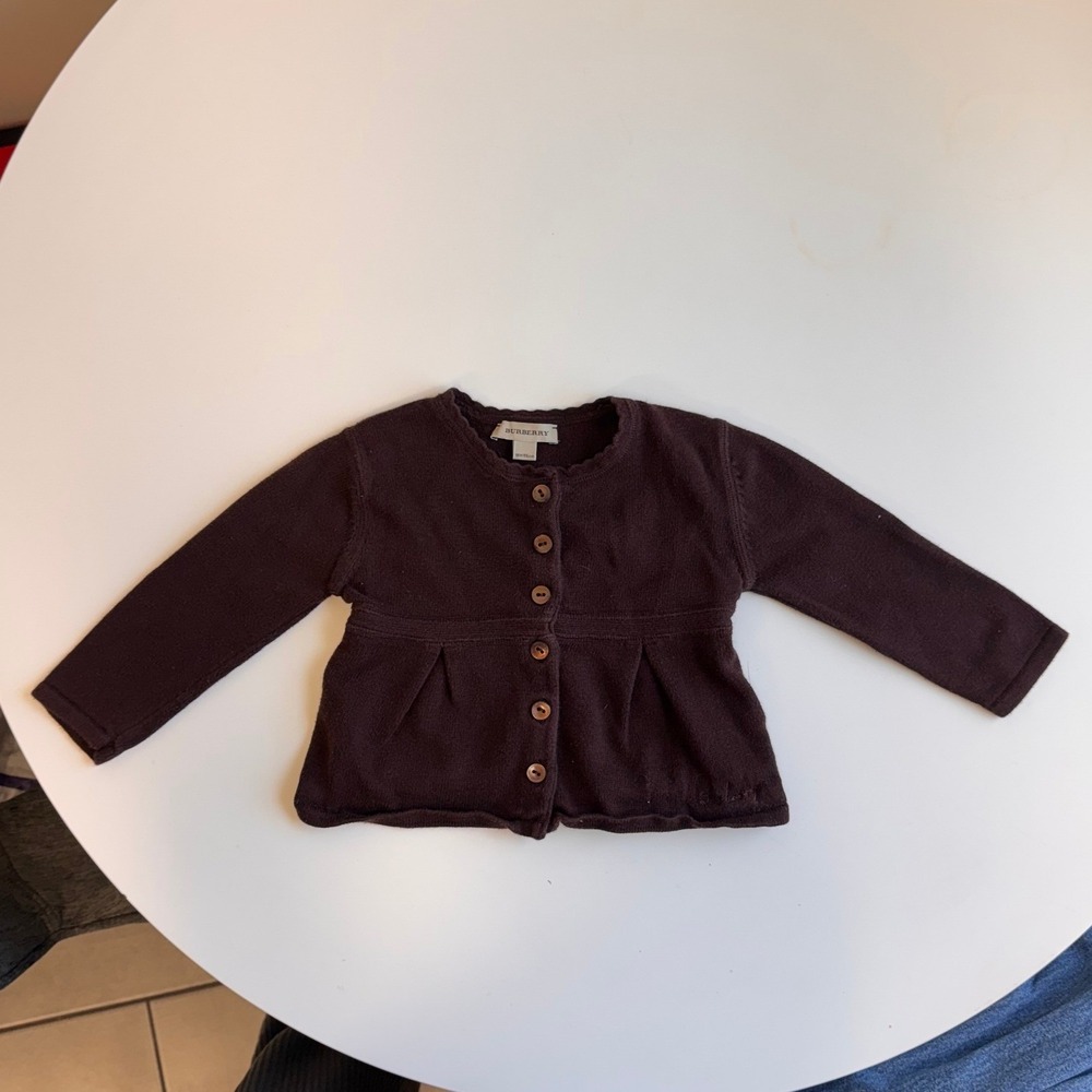 Burberry Baby Girl Brown Cotton Knit Cardigan Sweater 18M 86cm Logo Buttons